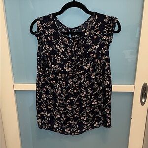 Floral Sleeveless Top - Navy and Pink, GUC